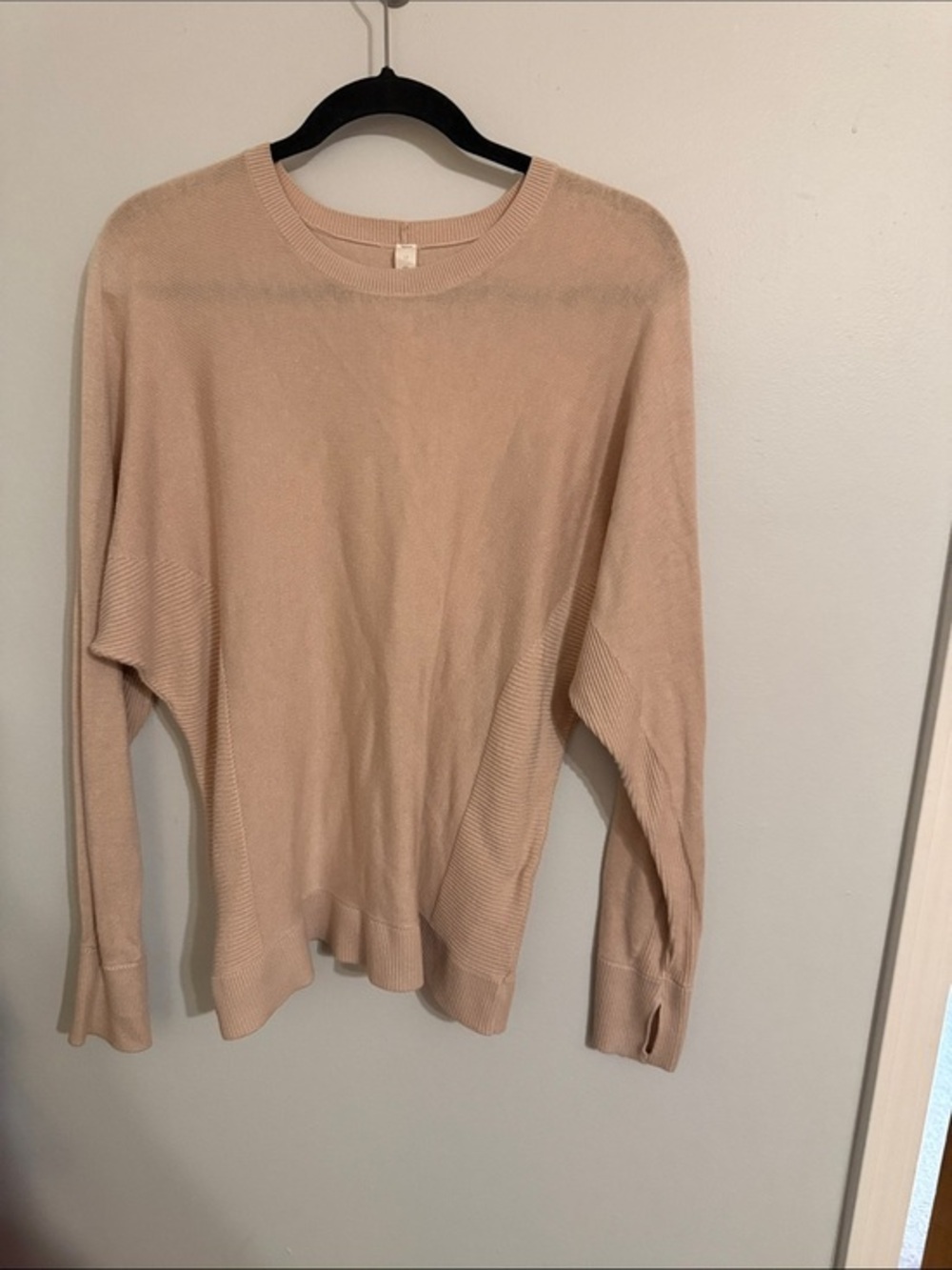 Lululemon Cashmere-Blend Ribbed Knit Sweater - Size 12 - Blush/Pink-Beige